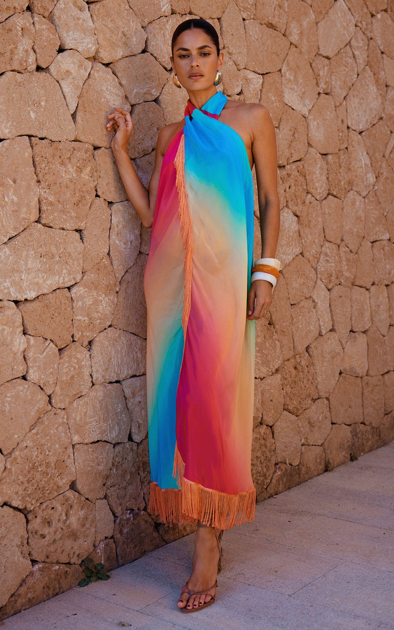 Isla Blanca Dress in Summer Ombre print