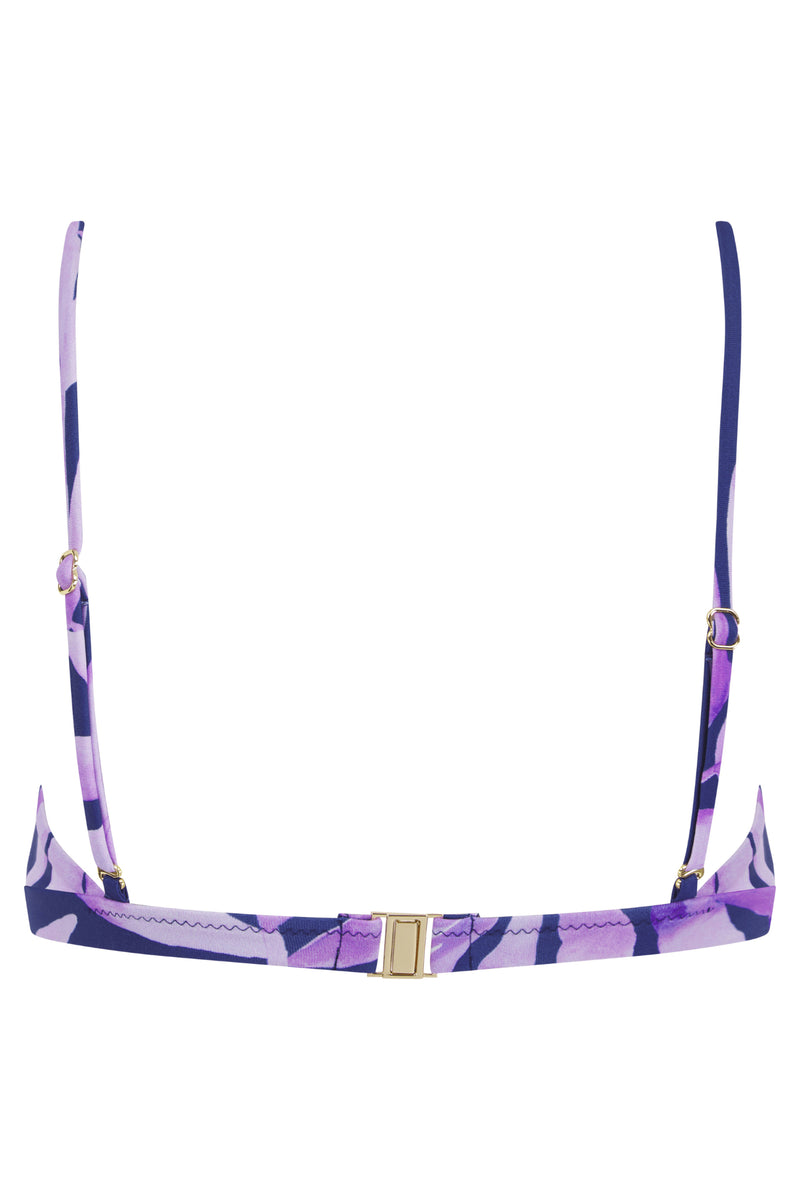 HALO Lalita Bandeau Bikini Top In Watercolour Purple Leaf