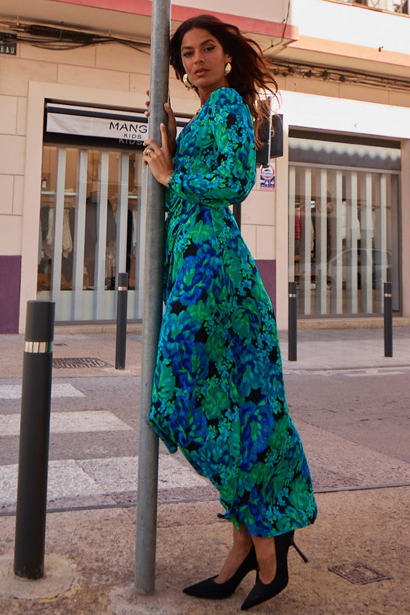 Jagger Maxi Dress In Blue & Green Floral