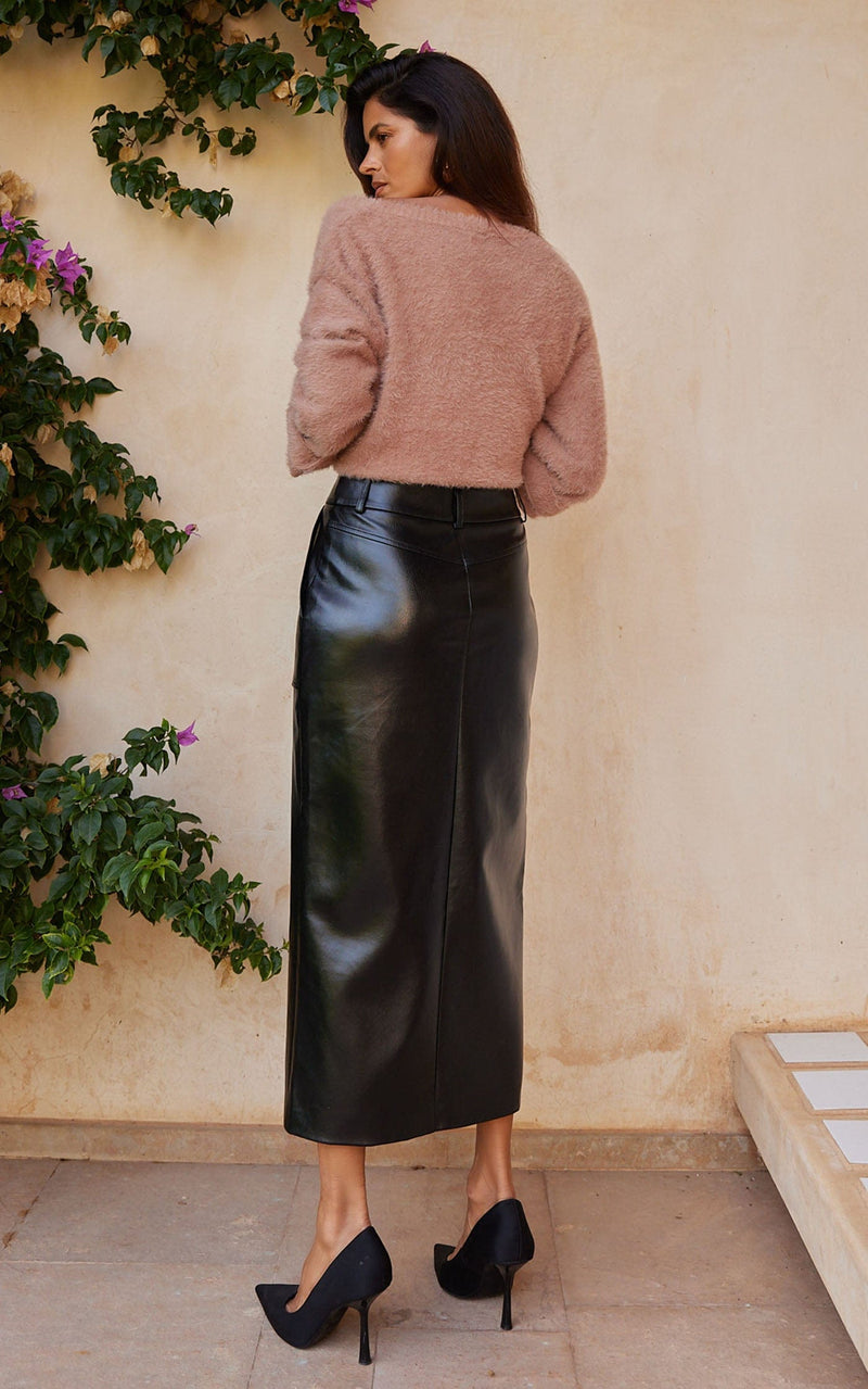 Bailey Skirt in Black Faux Leather