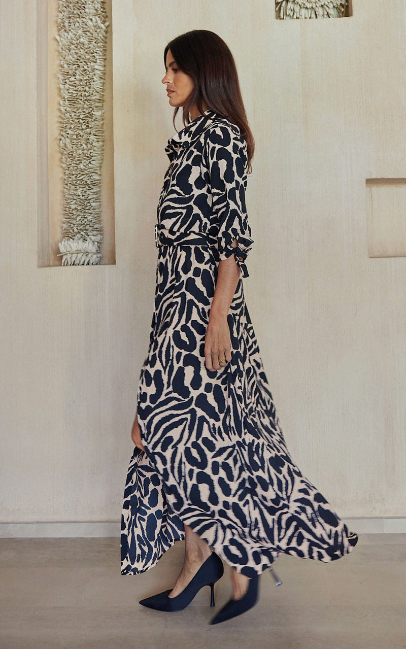 Dove Dress in Beige Zebro