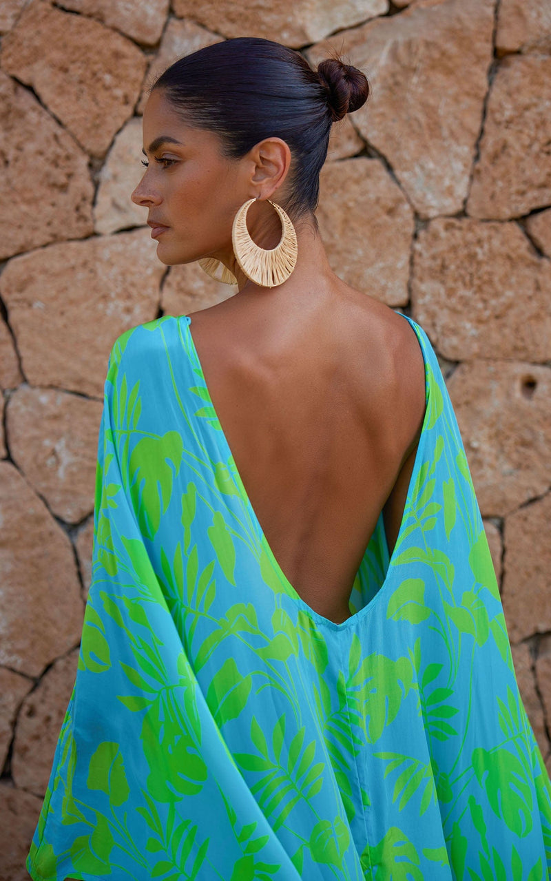 Ocean Azul Kaftan in Citrus Leaf print