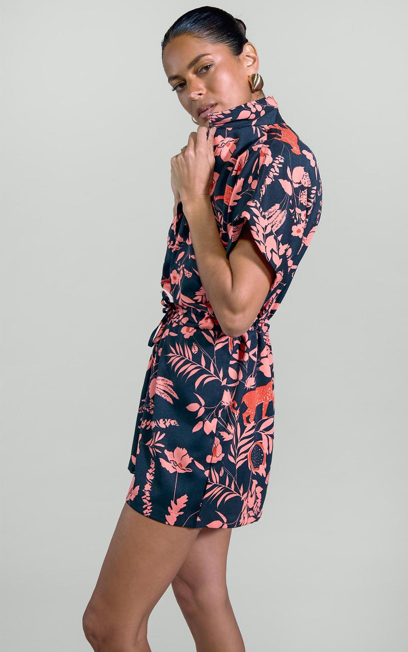 Rizzo Shirt Playsuit in Peach Meadow on Black