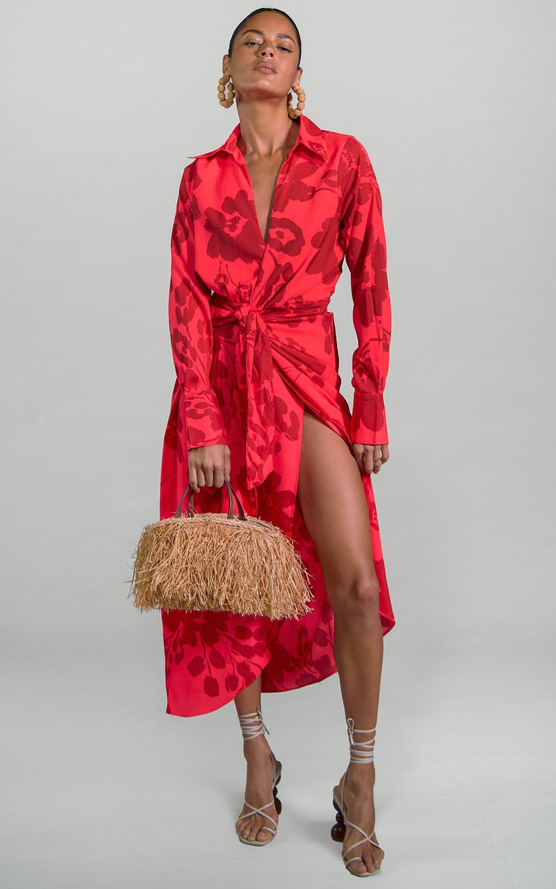 Frankie Wrap Dress in Red Floral Leopard
