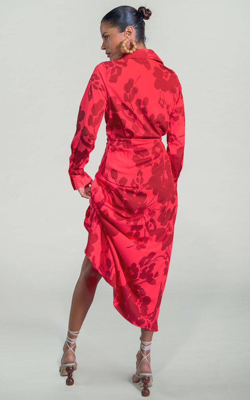 Frankie Wrap Dress in Red Floral Leopard