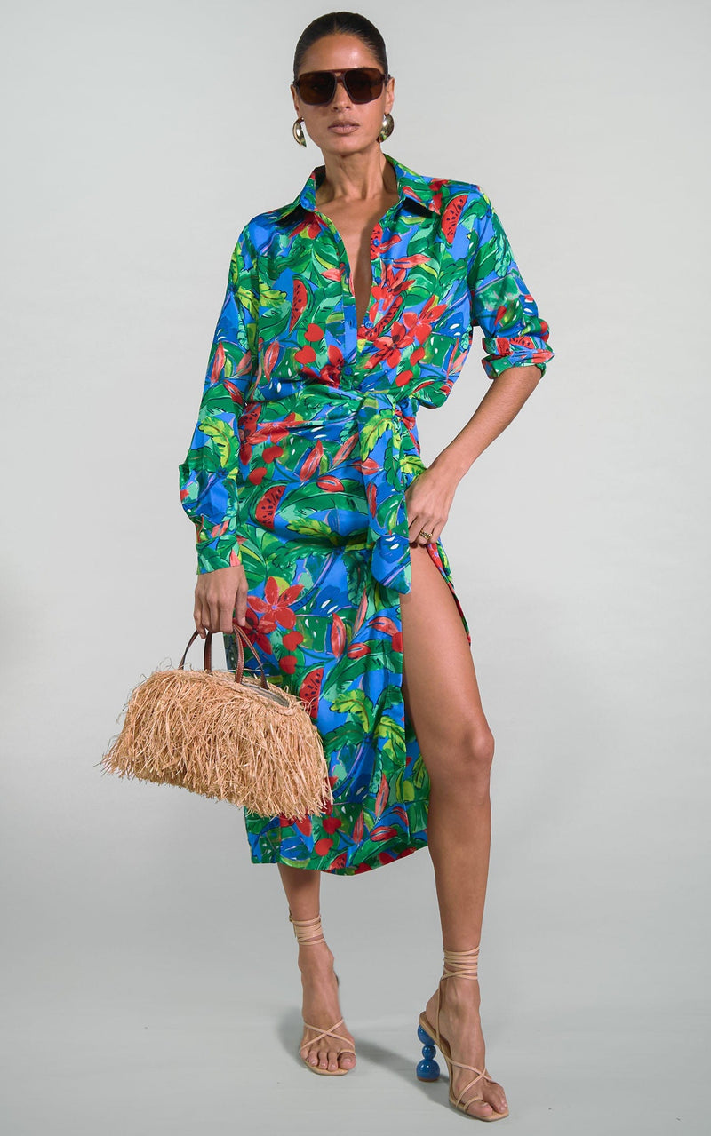 Nevada Shirt in Tropic on Blue Watermelon