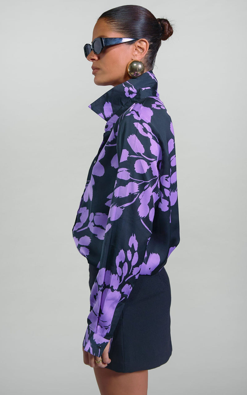 Nevada Shirt in Lilac on Black Floral