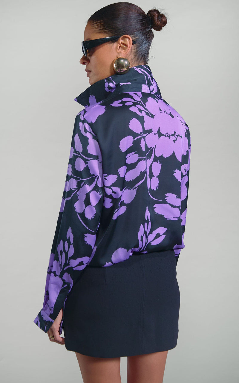 Nevada Shirt in Lilac on Black Floral