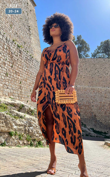 Mariah Wrap Dress In Chocolate Leopard Extended Sizing Dancing Leopard
