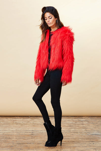 Red leopard print coat sales