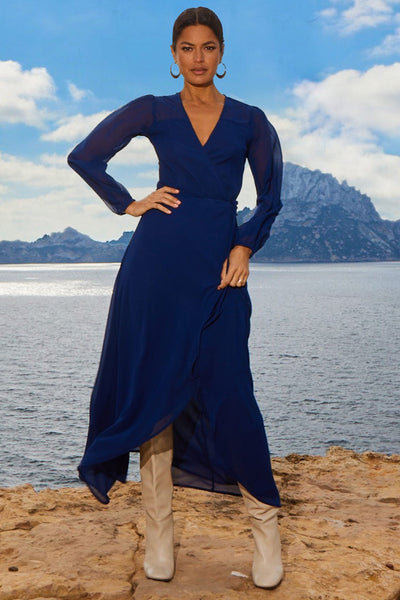 Jagger Maxi Dress in Navy Dancing Leopard