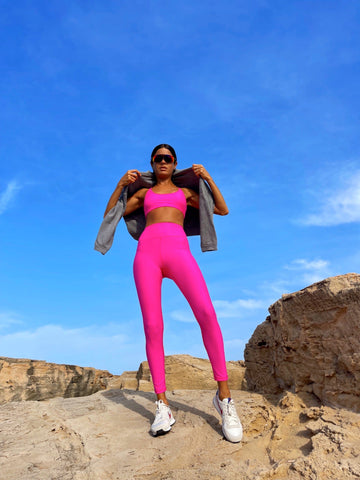 Pink metallic skirt yoga pants clearance