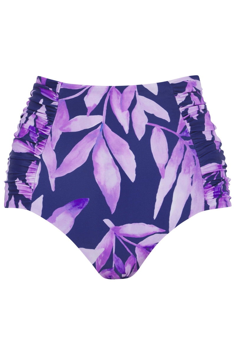 HALO Cala Jondal Bikini Bottoms In Watercolour Purple Leaf