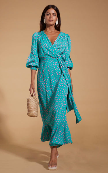 Green maxi wrap dress clearance