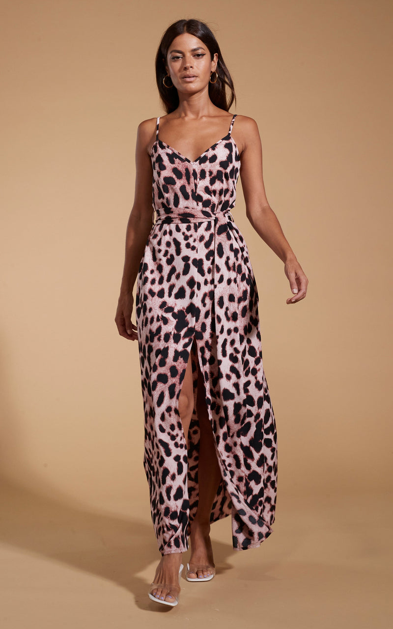 Sookie Slip Dress in Blush Leopard