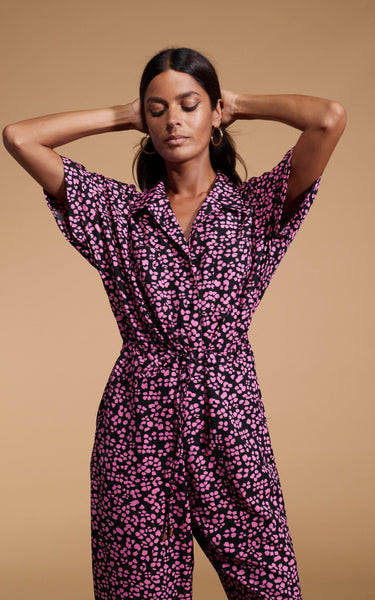 Pink leopard jumpsuit online
