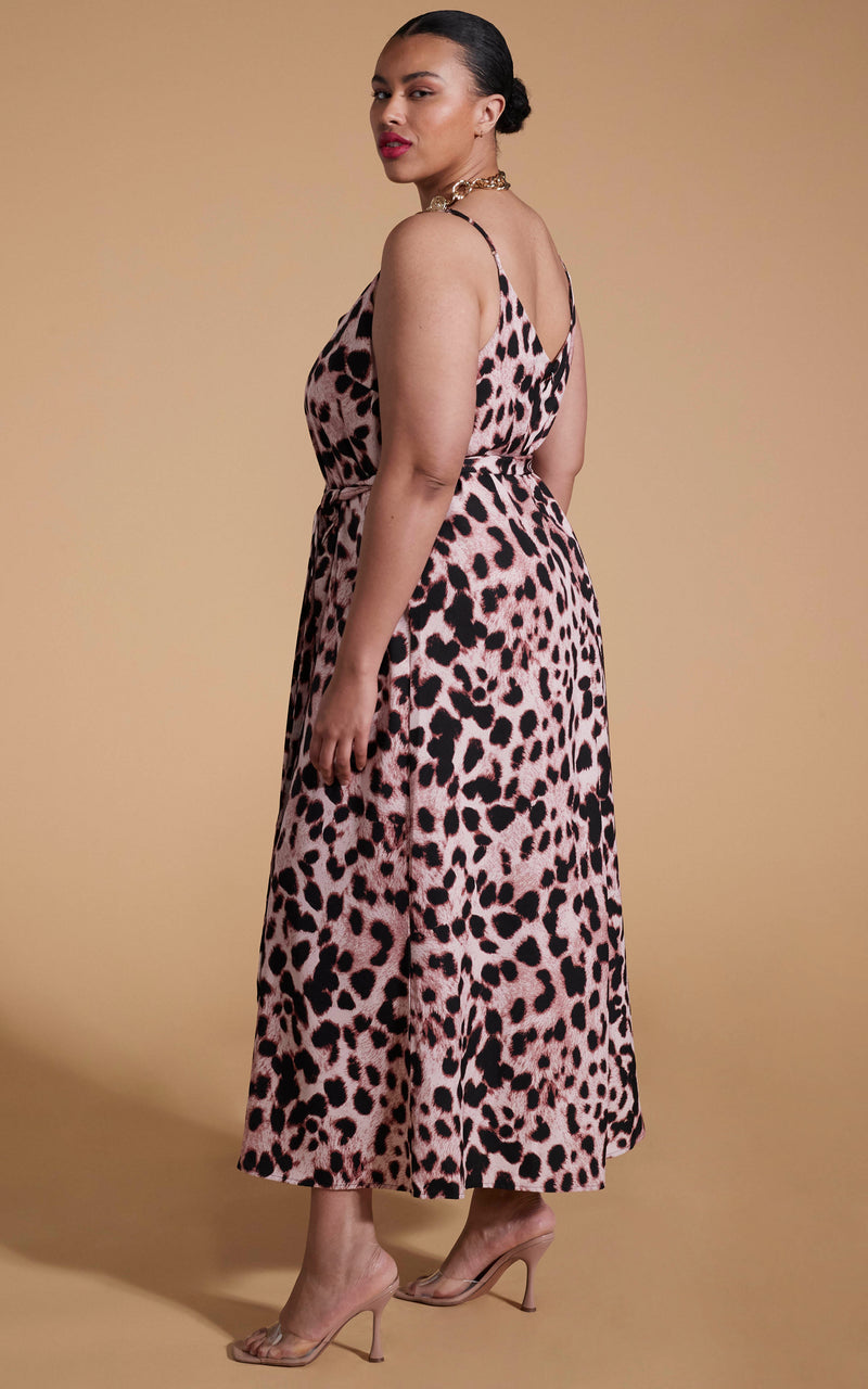 Sookie Slip Dress In Blush Leopard - Extended Sizing