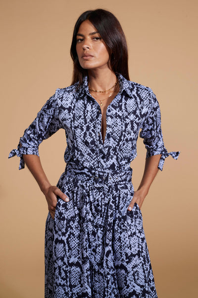 Snake print shop shirt midi dress