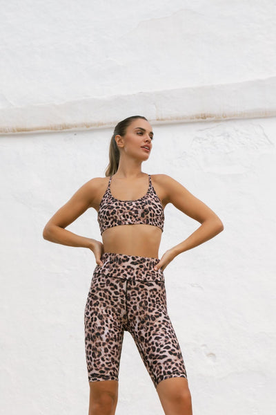HALO Akira Cycling Shorts in Natural Leopard Print Dancing Leopard