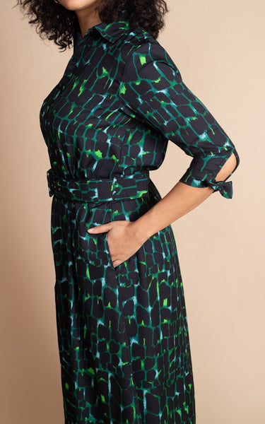 Dove dress in green leopard top