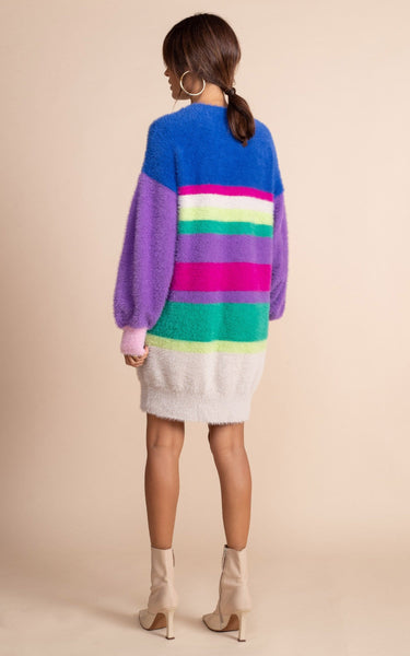 Maggie Jumper Dress in Stripe Dancing Leopard