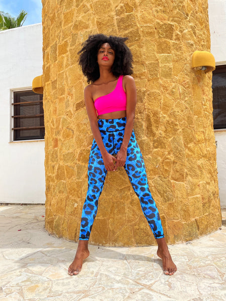 Blue cheetah print leggings on sale