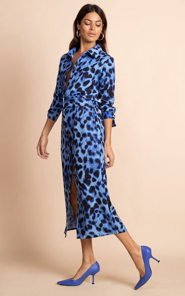 Light blue hotsell leopard print dress