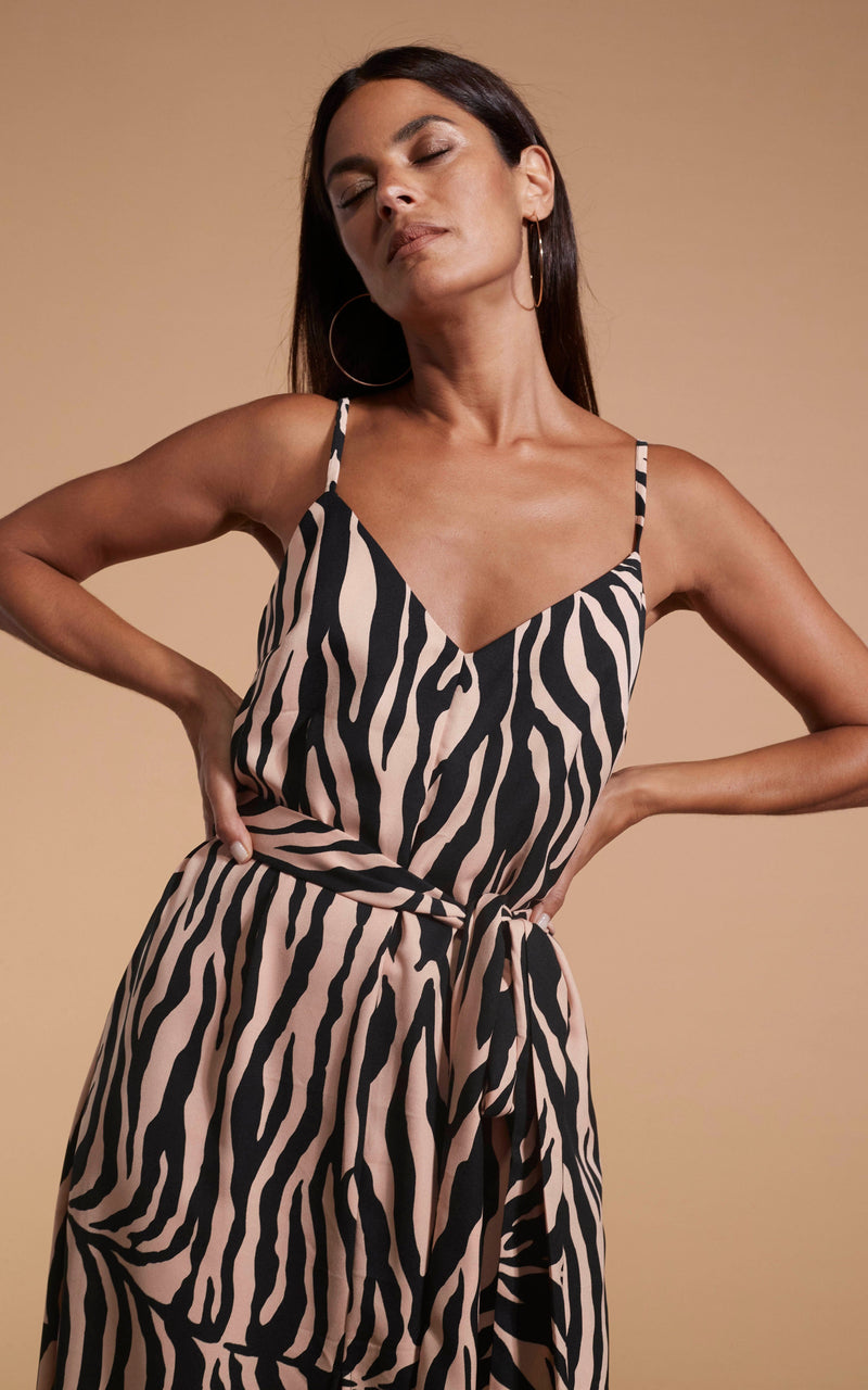 Sookie Slip Dress In Blush Zebra Dancing Leopard