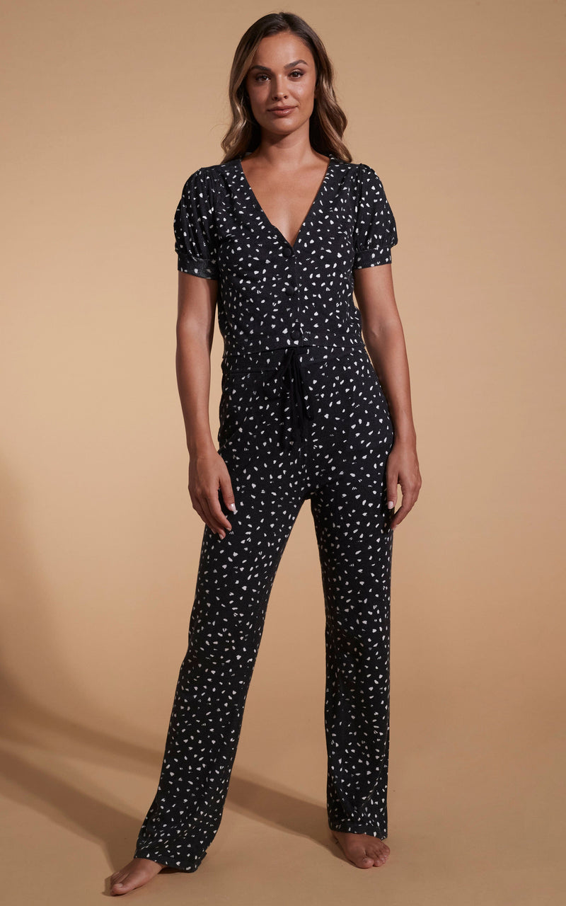 Kooki Knitted Cardigan in Abstract White on Black