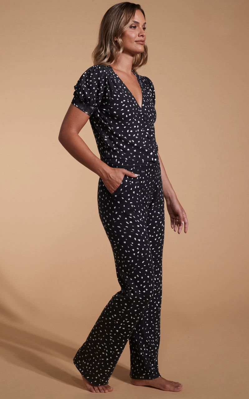 Kooki Knitted Cardigan in Abstract White on Black