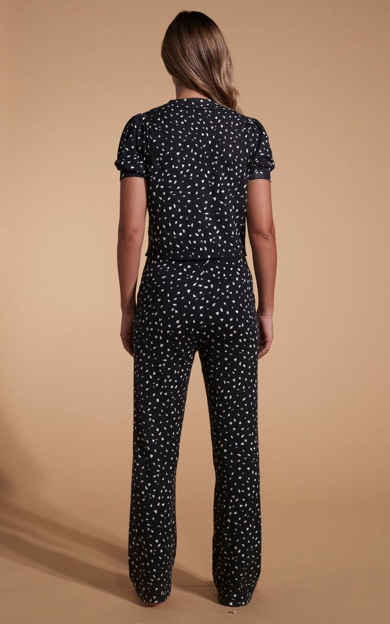 Kooki Knitted Cardigan in Abstract White on Black