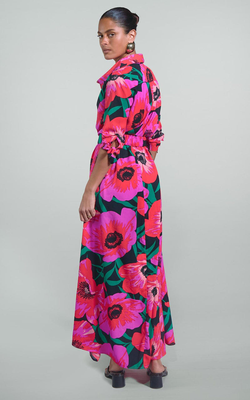 Dove Dress in Pink on Black Poppy