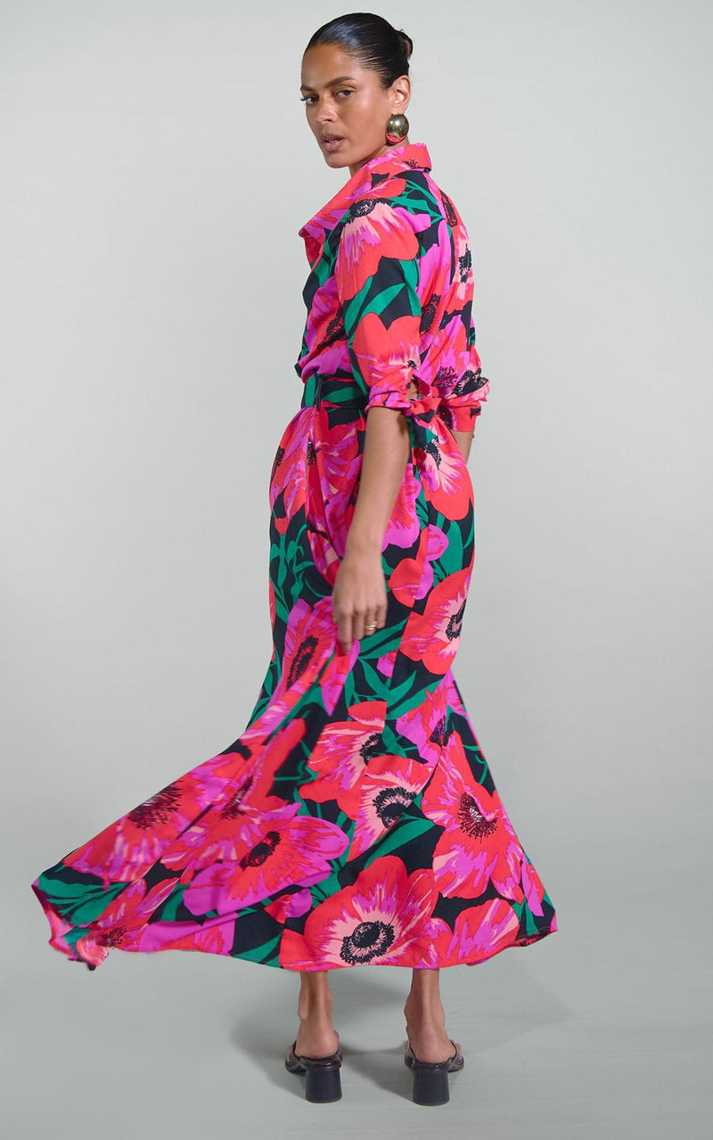 Dove Dress in Pink on Black Poppy