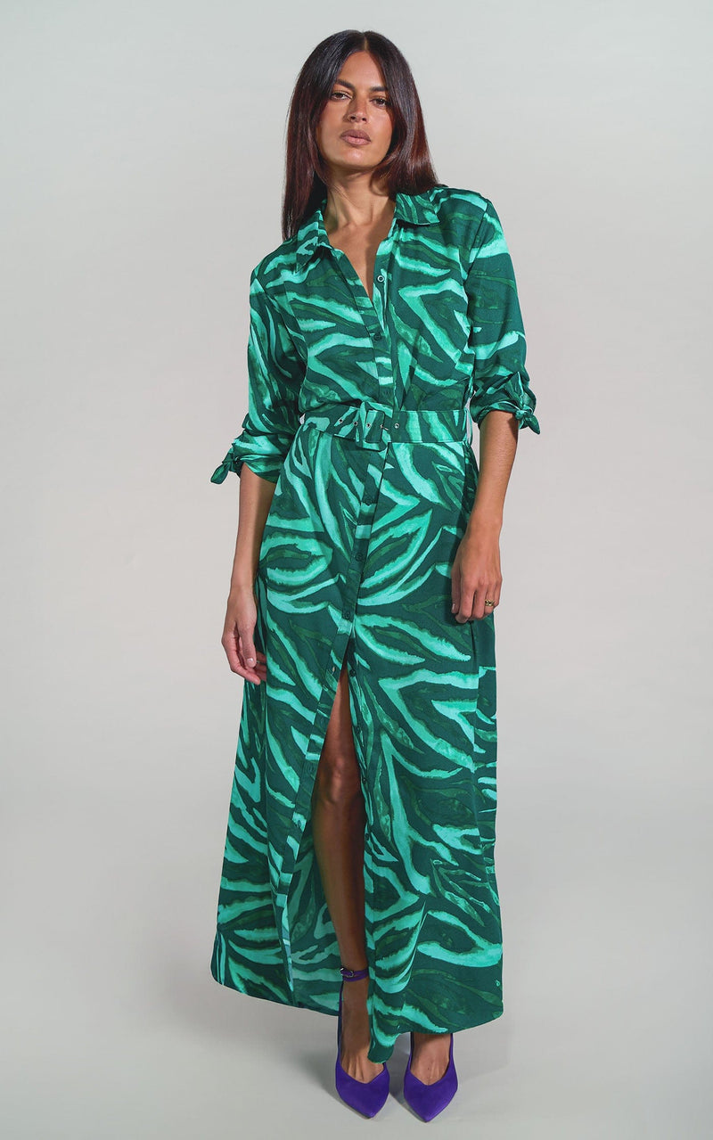 Dove Dress In Green Painted Zebra