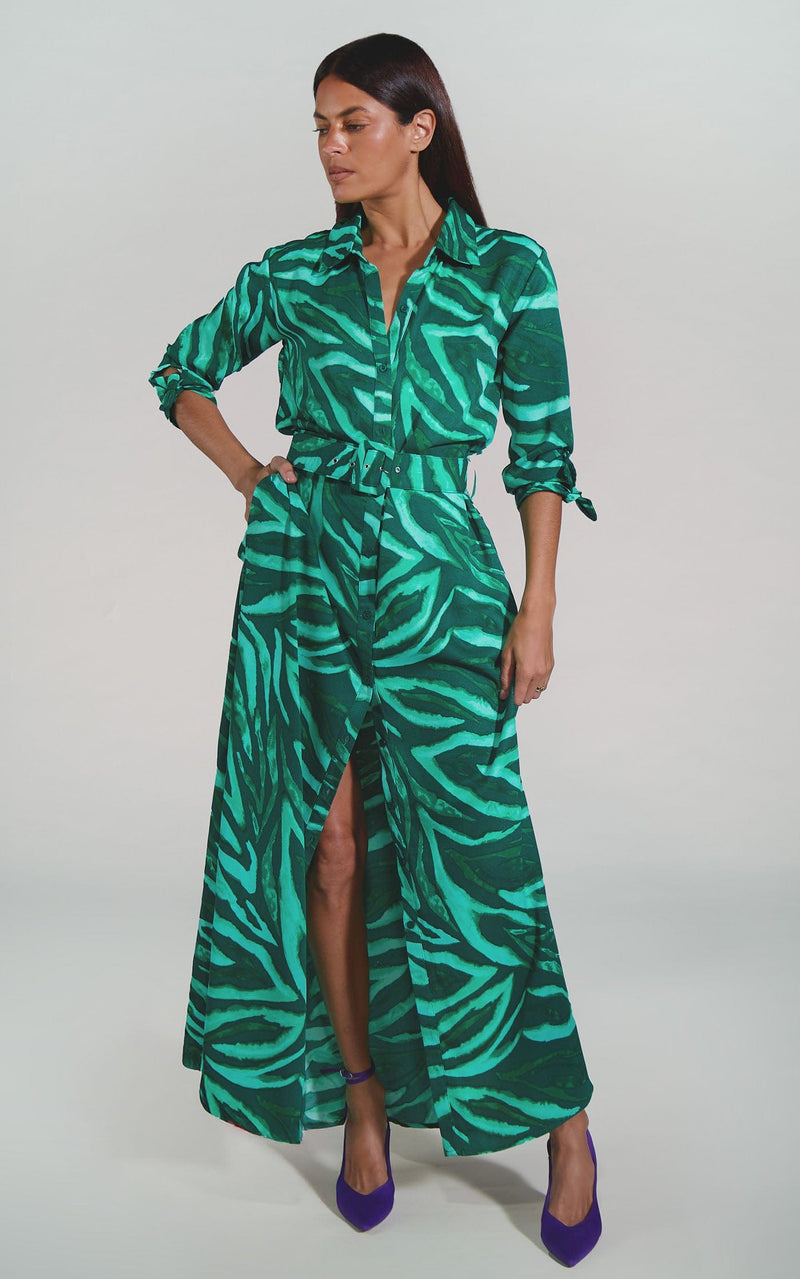 Dove Dress In Green Painted Zebra