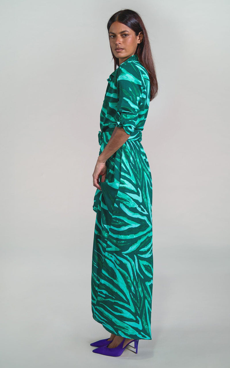 Dove Dress In Green Painted Zebra
