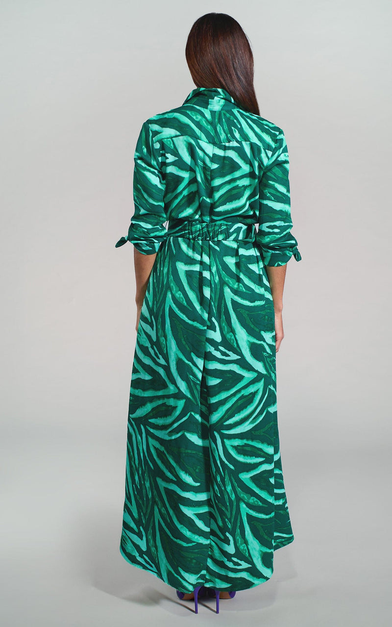 Dove Dress In Green Painted Zebra
