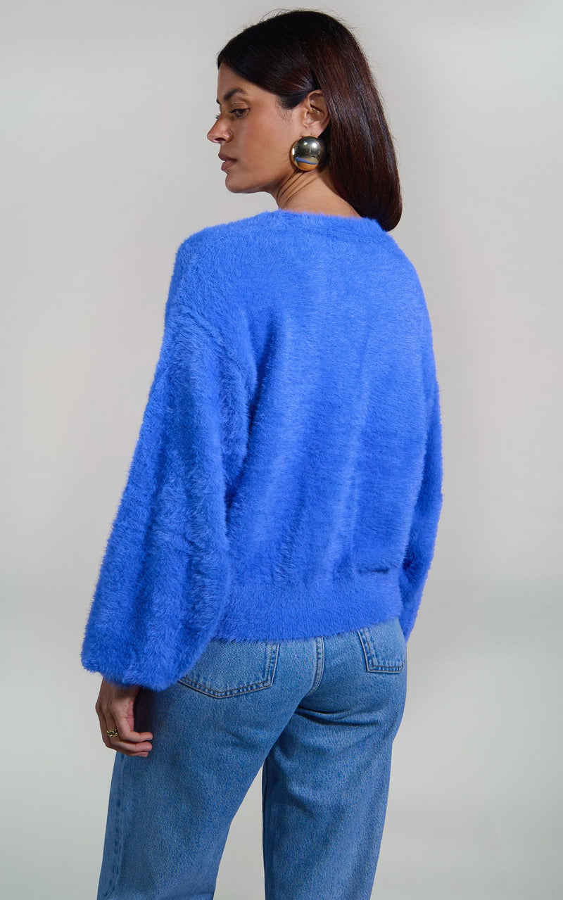 Harper Cardigan In Cornflower Blue