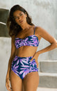HALO Cala Jondal Bikini Bottoms In Watercolour Purple Leaf