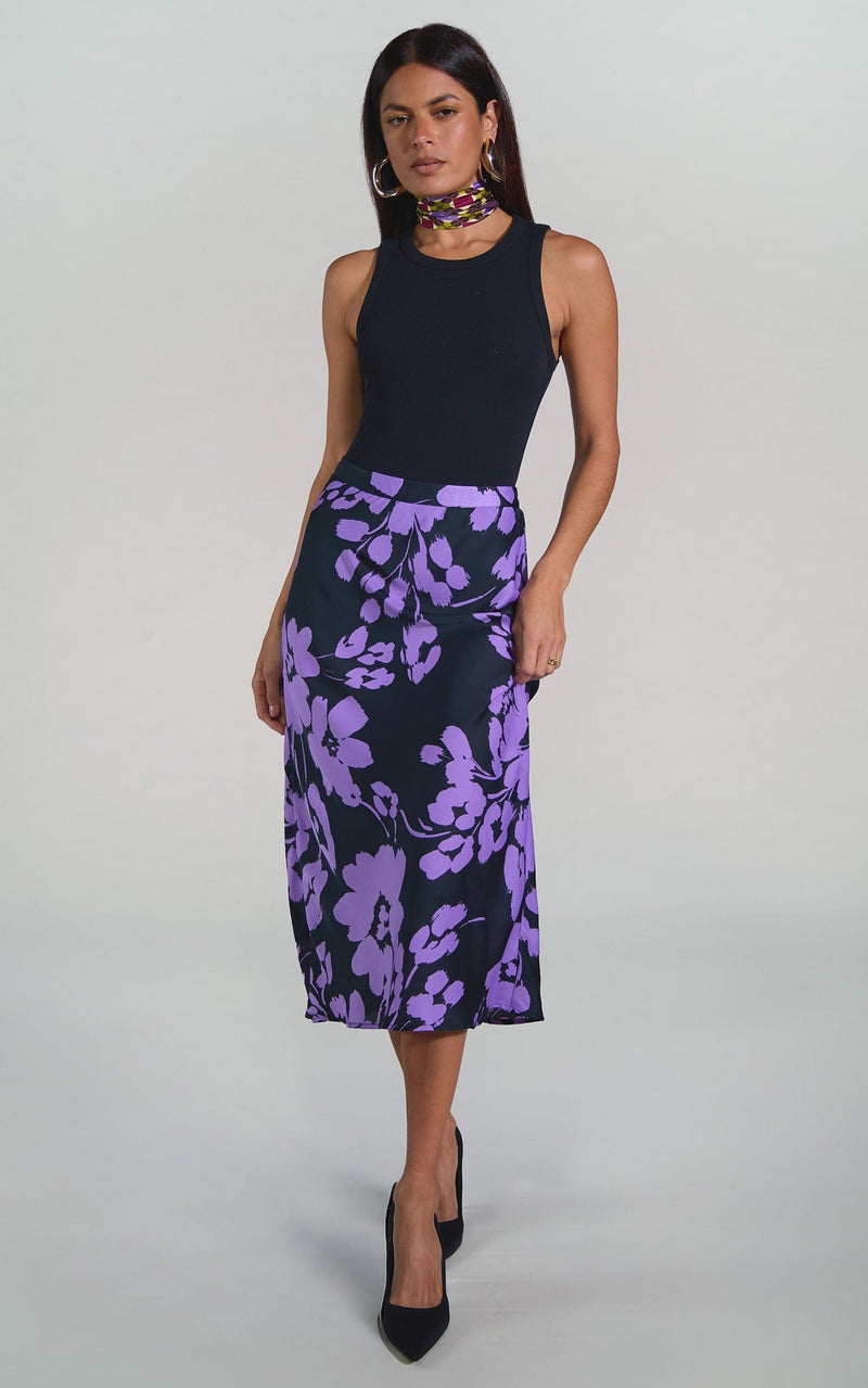 Renzo Skirt in Lilac on Black Floral