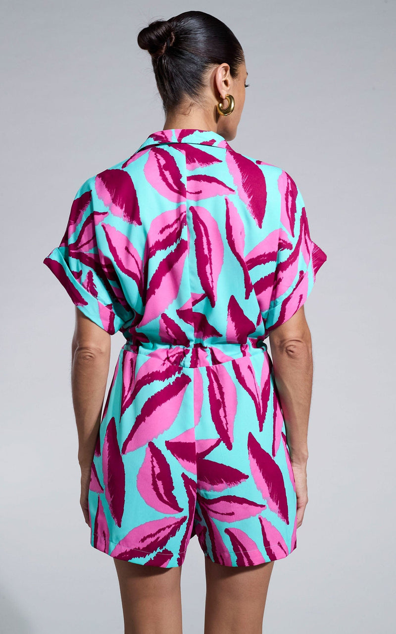 Rizzo Shirt Playsuit in Pink on Mint Leaf
