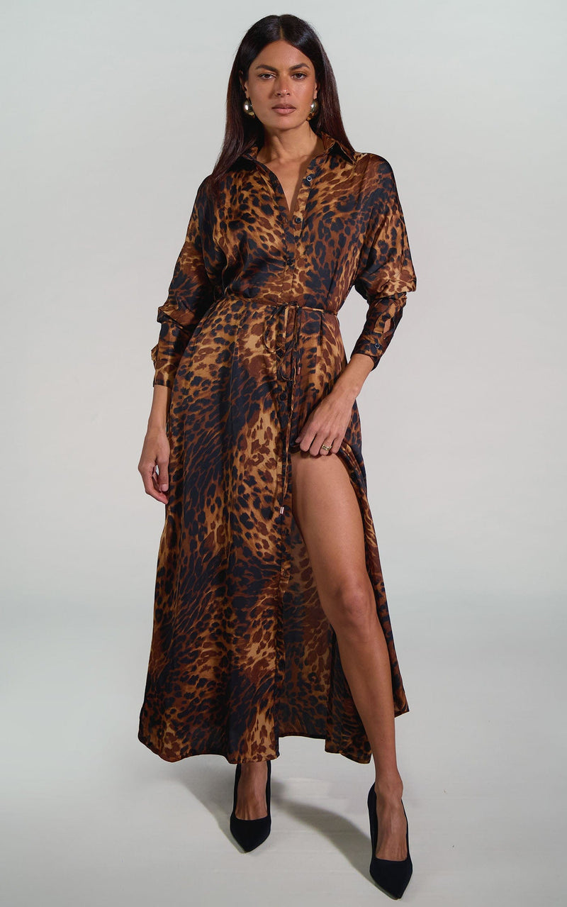 Paris Shirt Dress in Luxe Leopard