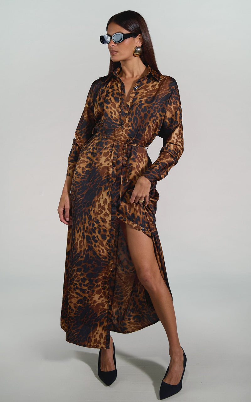 Paris Shirt Dress in Luxe Leopard