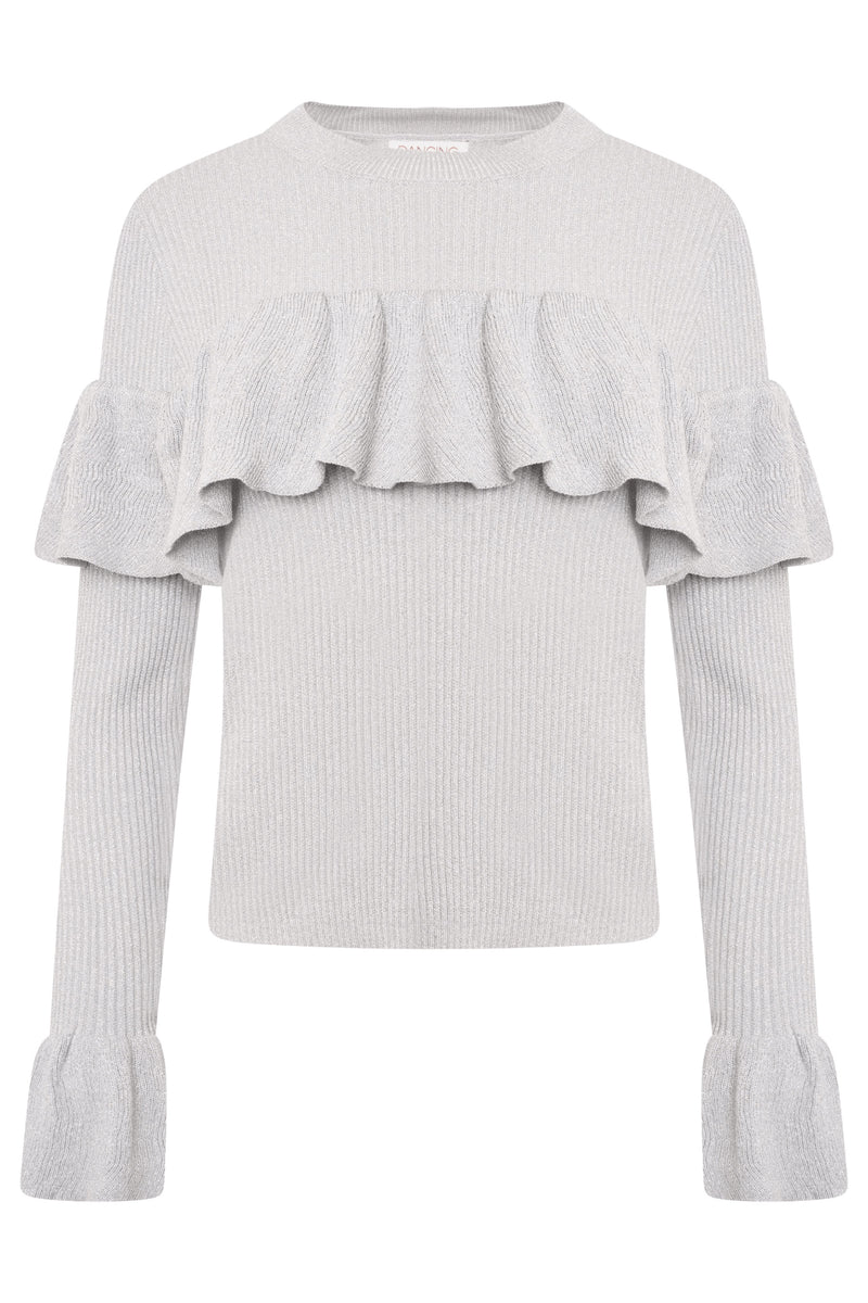 Nixie Metallic Knit Jumper in Silver