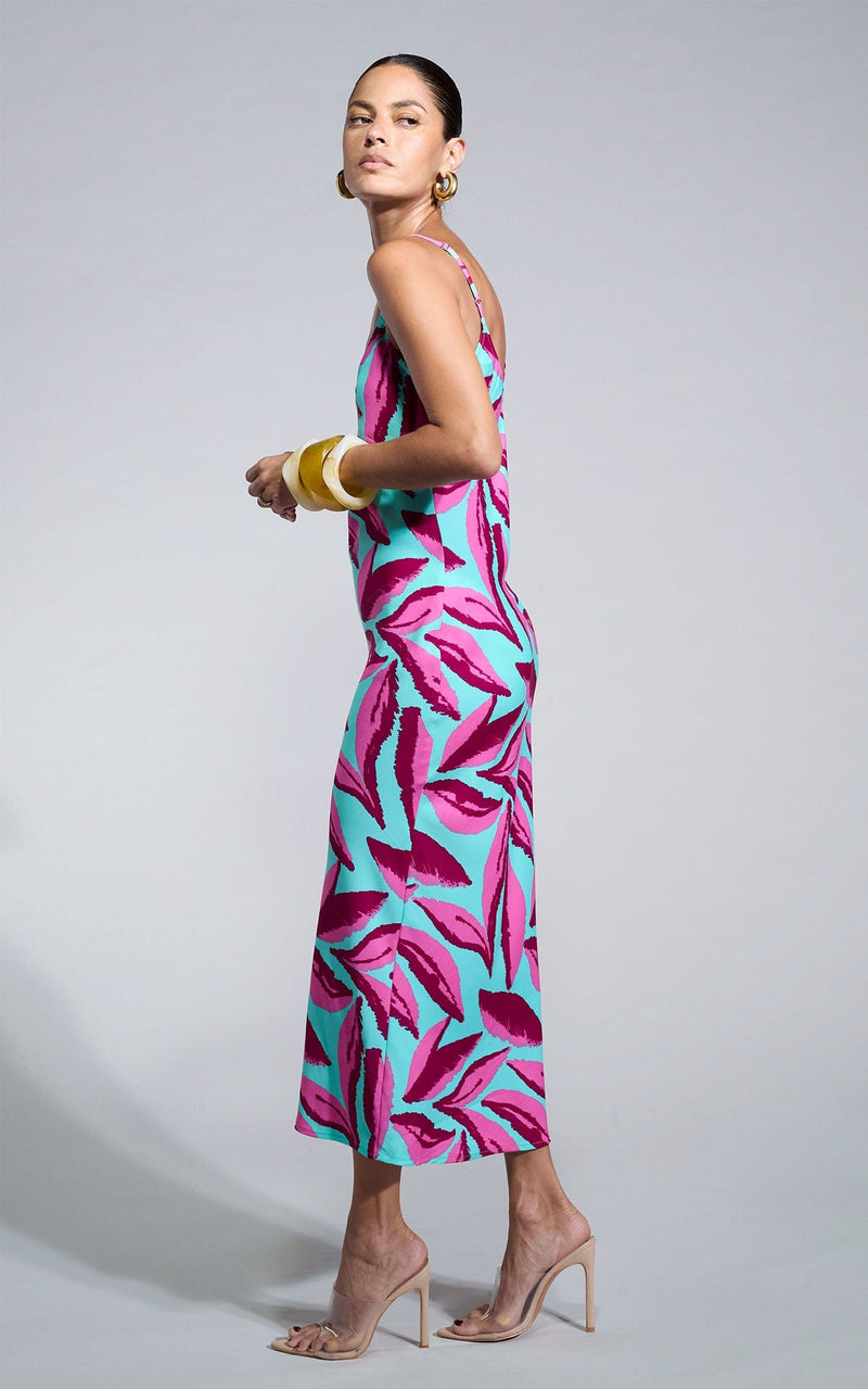 Sienna Midaxi Slip Dress in Pink on Mint Leaf