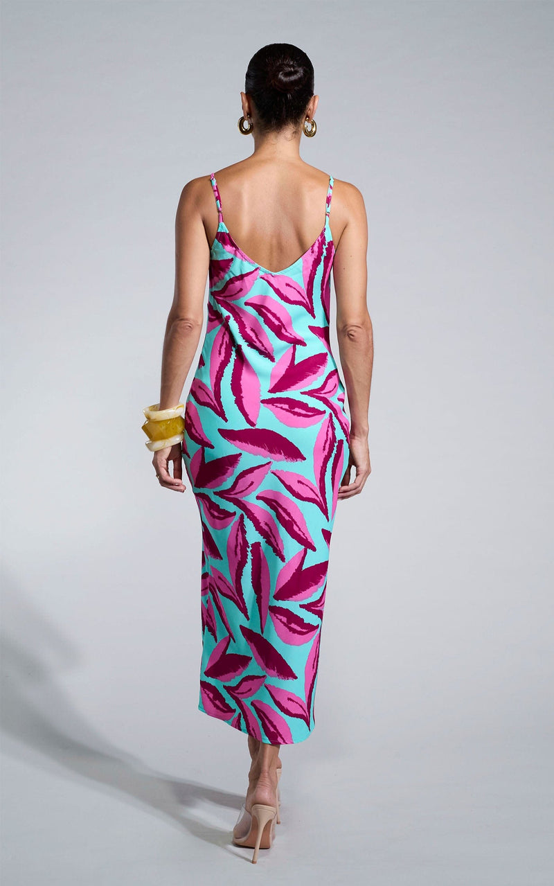 Sienna Midaxi Slip Dress in Pink on Mint Leaf