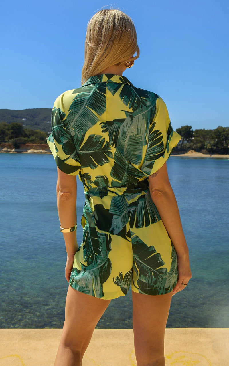 Rizzo Shirt Playsuit in Lime Tropic