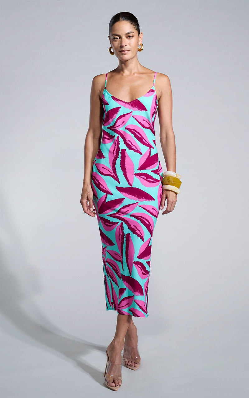 Sienna Midaxi Slip Dress in Pink on Mint Leaf