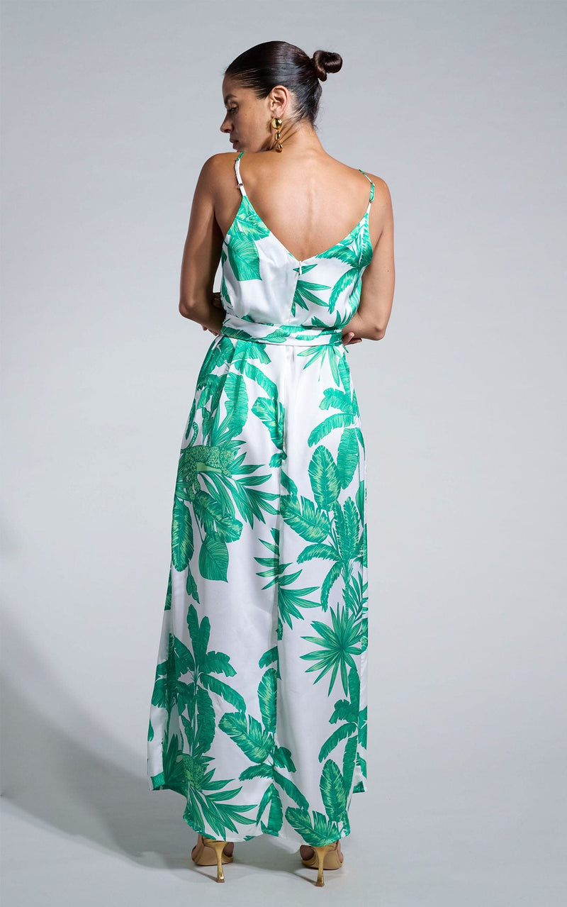 Sookee Slip Dress in White Jungle Palm