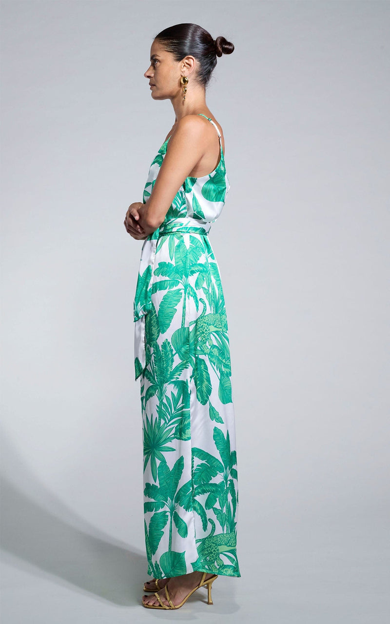 Sookee Slip Dress in White Jungle Palm